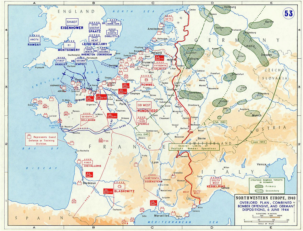 Ww2 Map Of France Overlord Plan Combined Bomber Offensive and German Dispositions 6