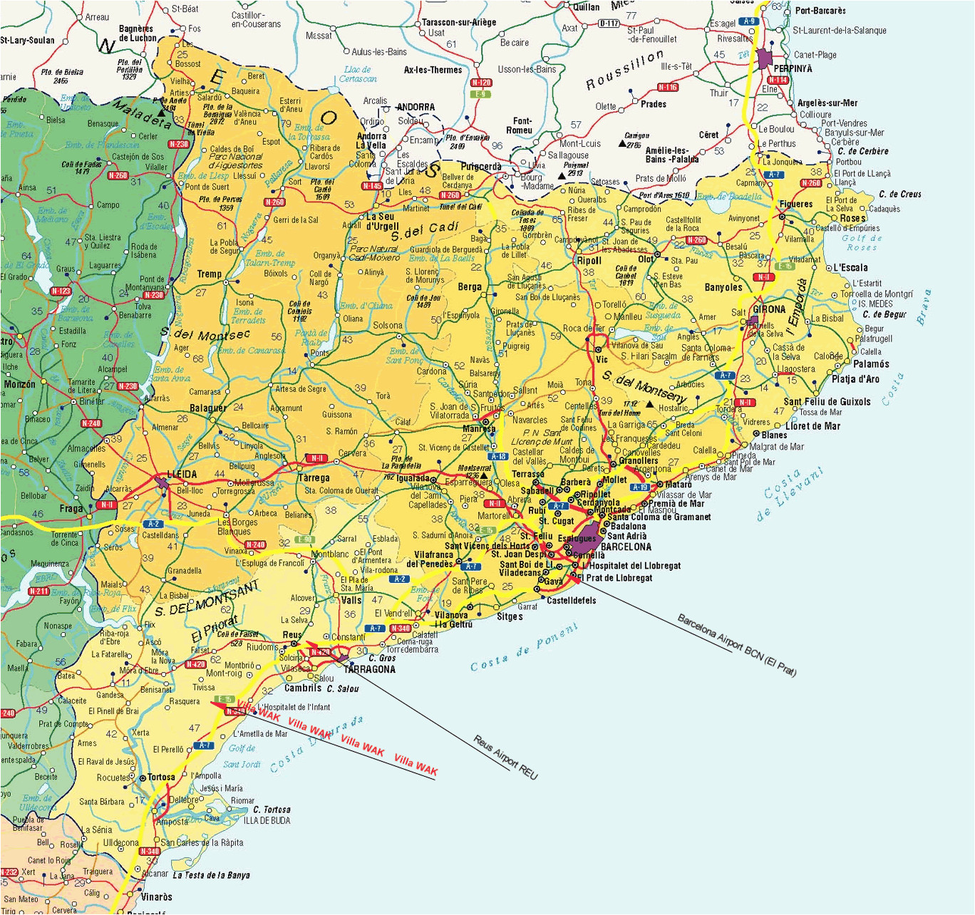 Www.spain Map Catalunya Spain tourist Map Catalunya Spain Mappery