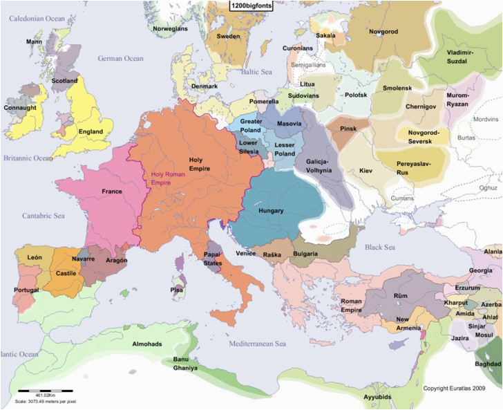 14th Century Map Of Europe Euratlas Periodis Web Map Of Europe In Year 1200