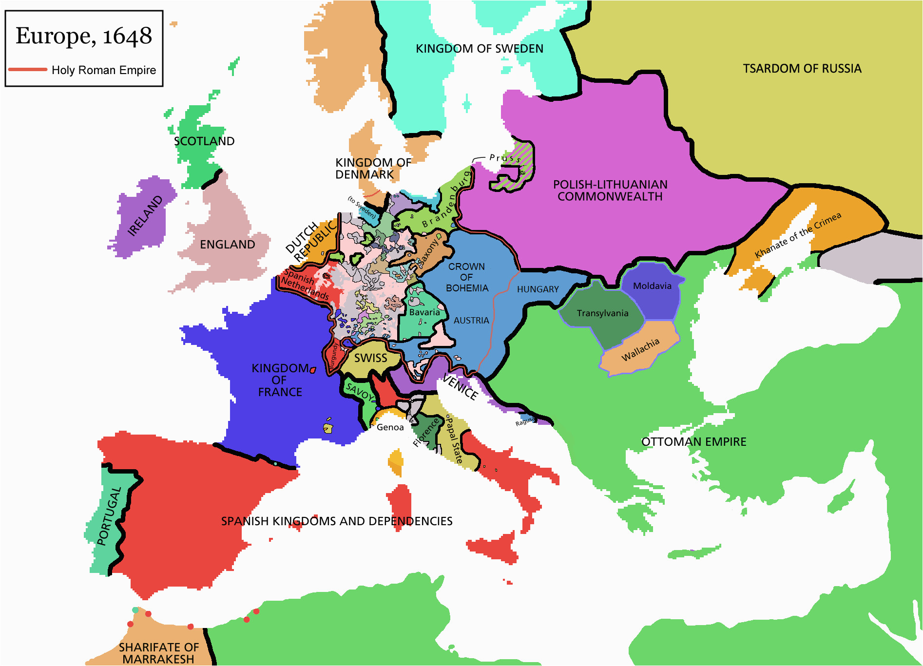 1648 Map Of Europe atlas Of European History Wikimedia Commons