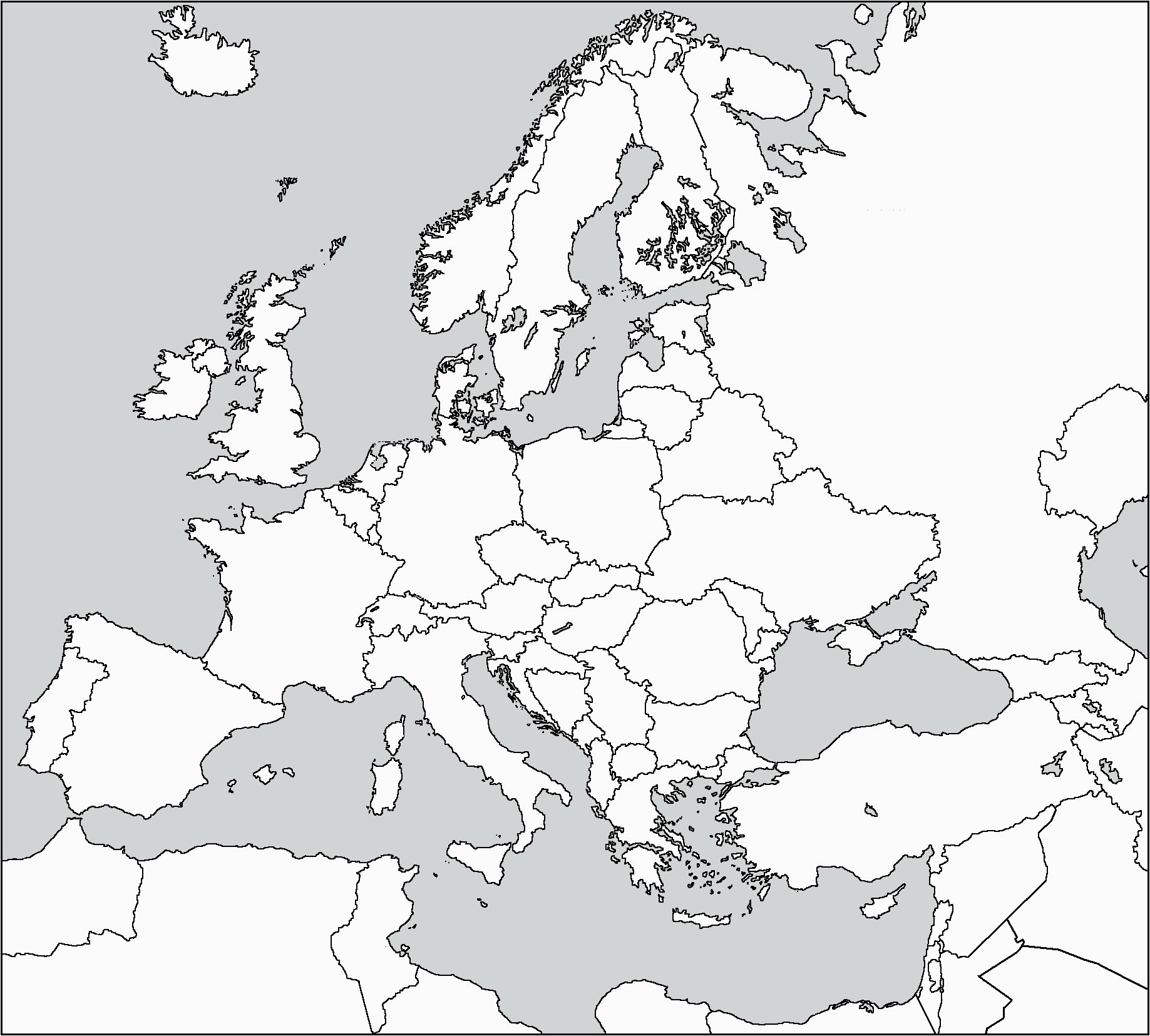 black and white political map of europe 77 understandable