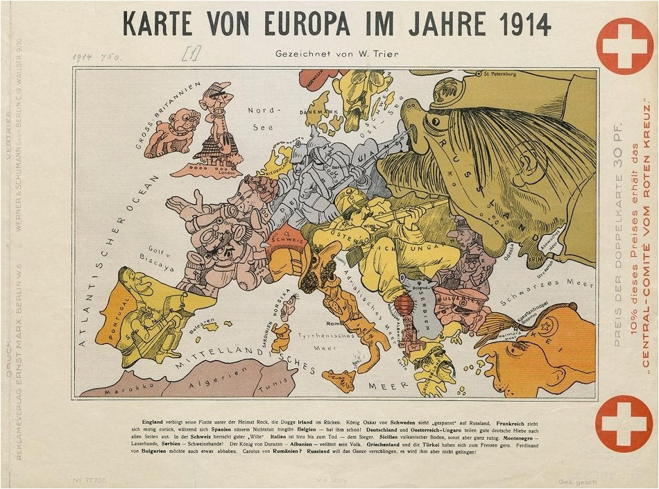 Caricature Map Of Europe 1914 Cartoon Map Of Europe 1914 950×705 Mapporn