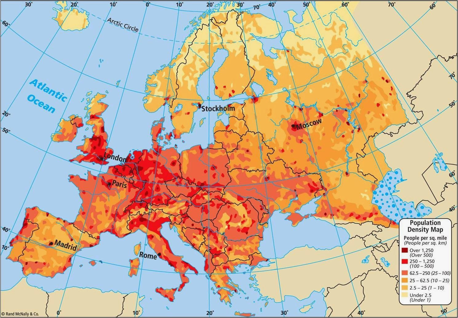 Demographic Map Of Europe Population Density Map Of Europe Casami