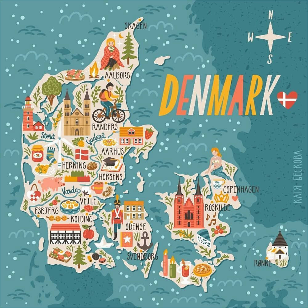 Denmark On Map Of Europe Denmark Map Denmark In 2019 Denmark Map Travel