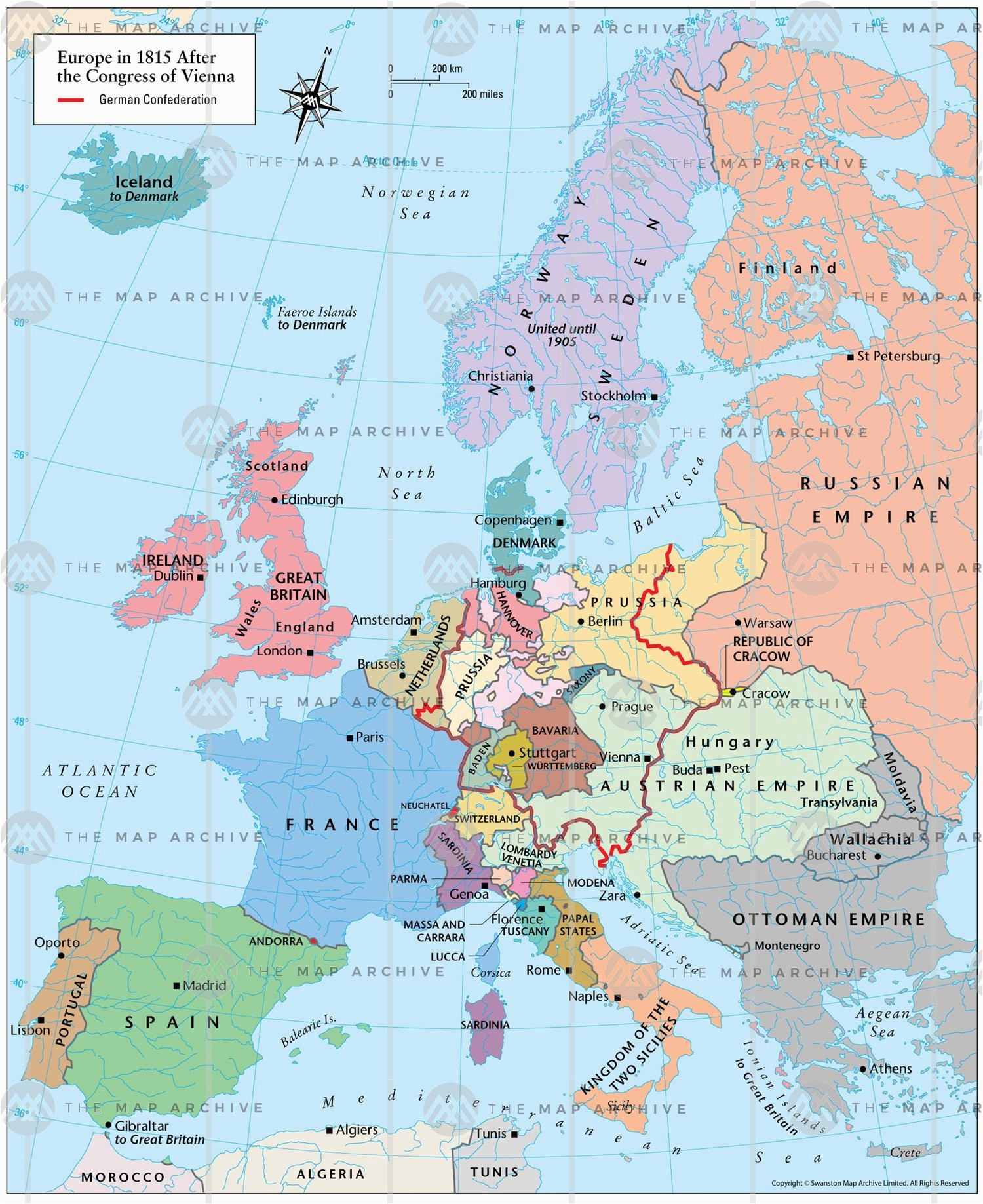 Europe after the Congress Of Vienna 1815 Map Europe In 1815 after the Congress Of Vienna