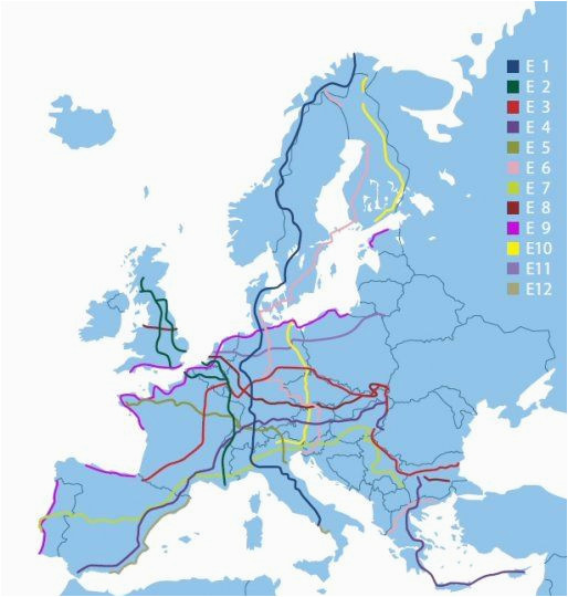 Europe Backpacking Map European Ramblers association Long Distance Walking