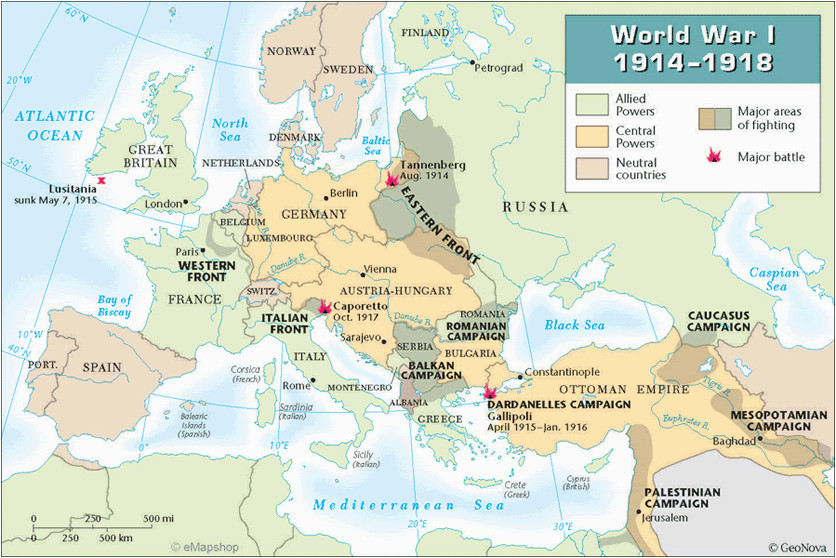 Europe During Ww1 Map This Map Shows the Fronts and Major Battles On the European