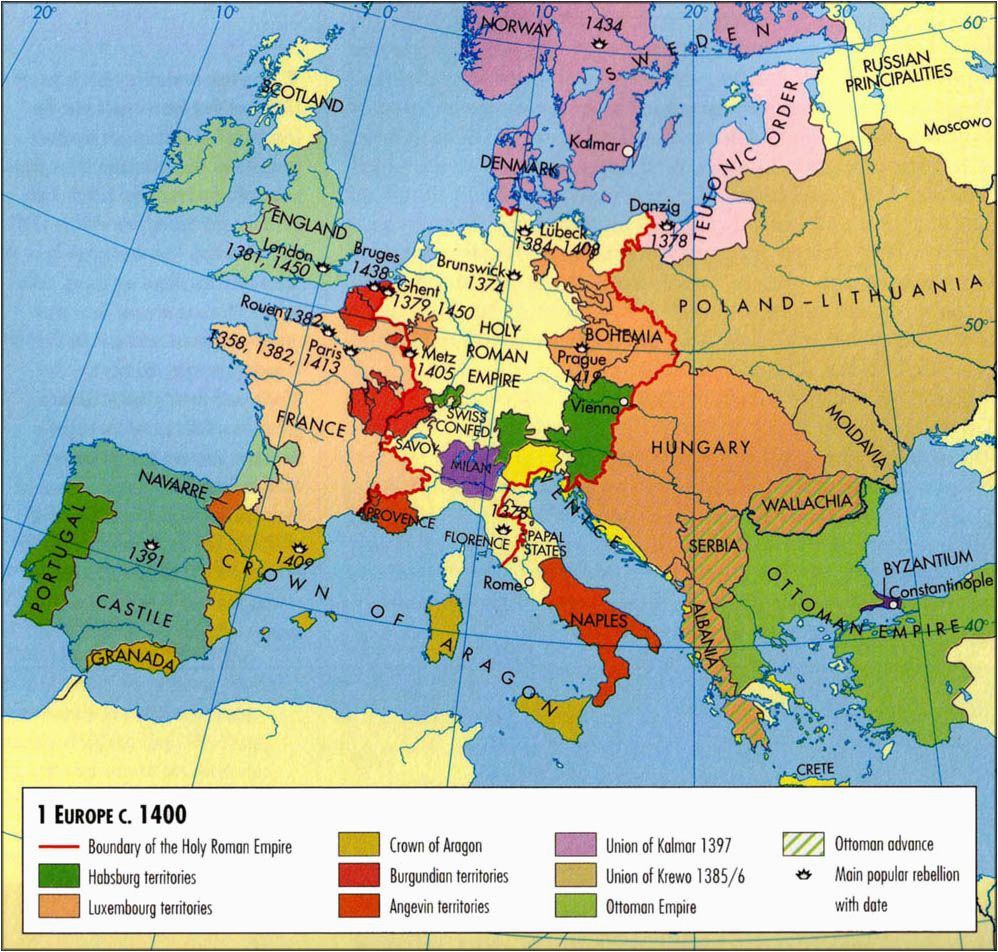 Europe In the Middle Ages Map Europe Map C 1400 History Historical Maps European