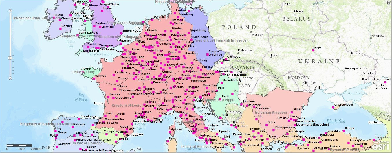 Europe Map Pyrenees Medieval Kingdoms Europe 814 Ad Europe History In Maps