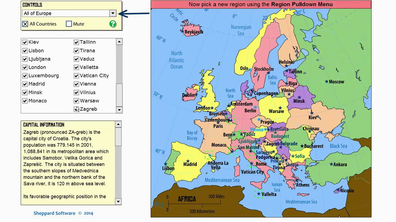 Europe Map Sheppard software Europe Map with Capitals Game