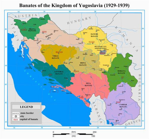 Europe Map Yugoslavia the Nine Banates Banovinas Of the Kingdom Of Yugoslavia