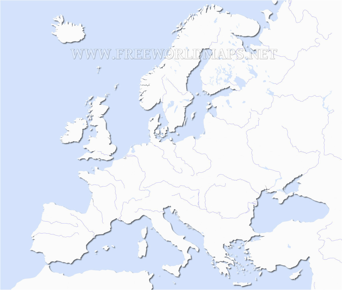 Europe Physical Map Blank Europe Blank Physical Map Lgq Me