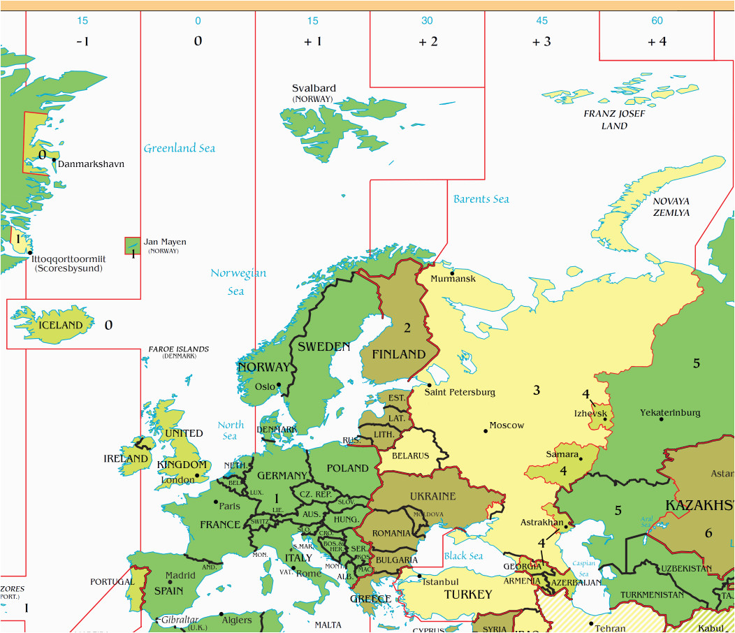 Europe Timezone Map Europe Map Time Zones Utc Utc Wet Western European