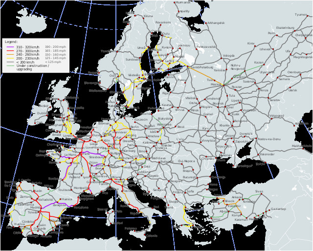 Eurostar Map Europe High Speed Rail In Europe Revolvy