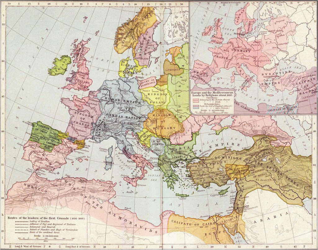 First Map Of Europe A Map Of Europe In 1097 Ad the Time Of the First Crusade