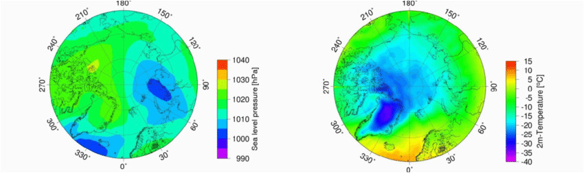 Isobar Map Europe A Sea Level Pressure and B Two Meter Temperature Data