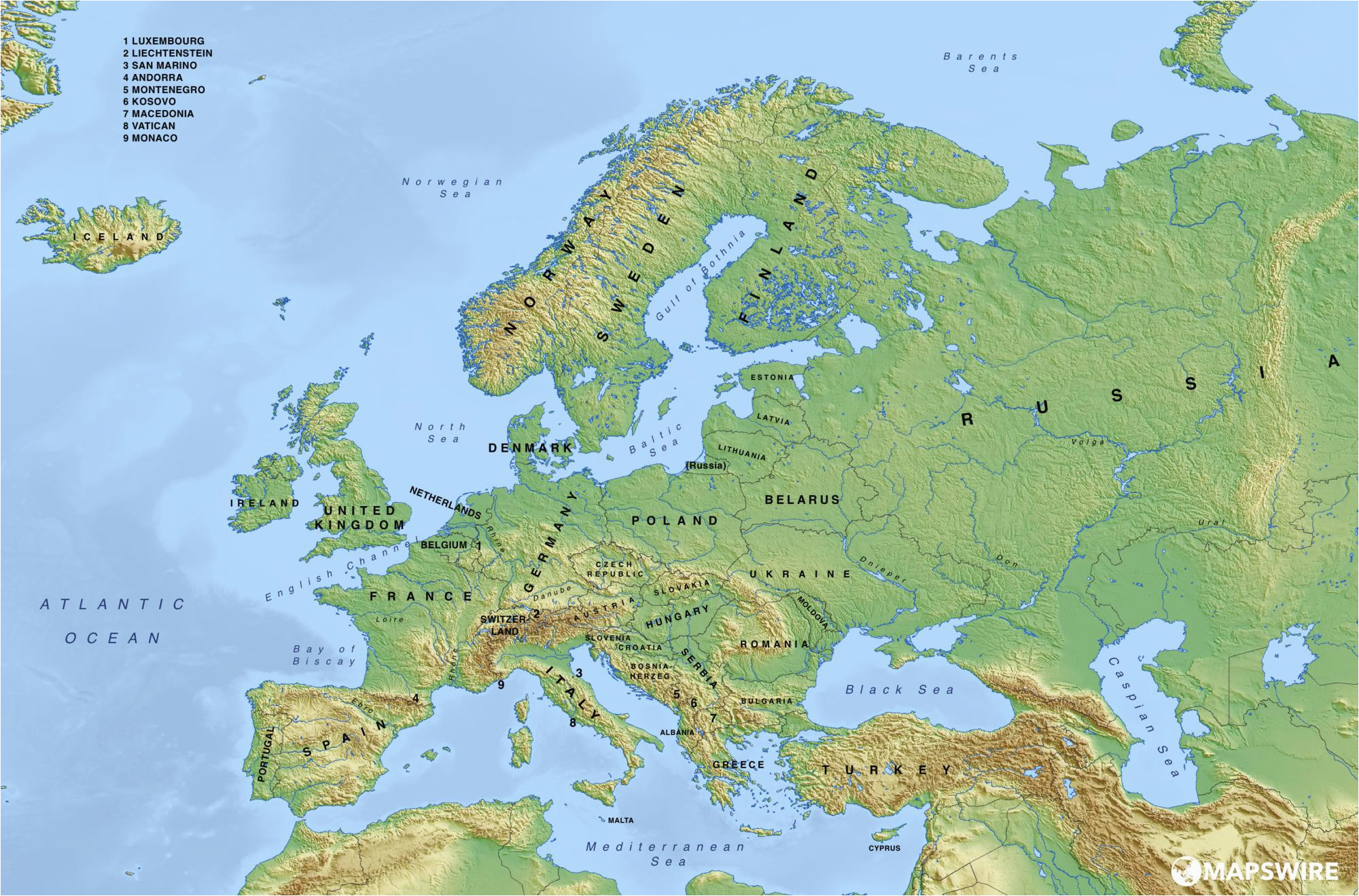Free Printable Labeled Map Of Europe Physical Templat - vrogue.co