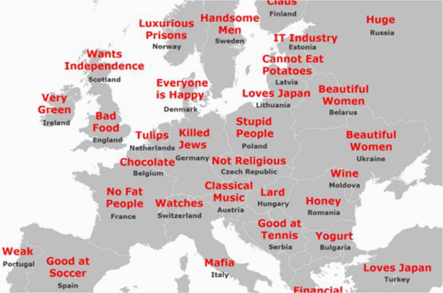 Latvia In Europe Map the Japanese Stereotype Map Of Europe How It All Stacks Up