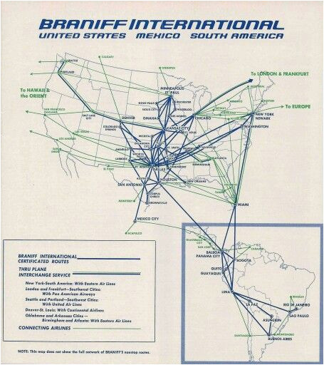 Lufthansa Route Map Europe Braniff International Route Map October 1965 Braniff