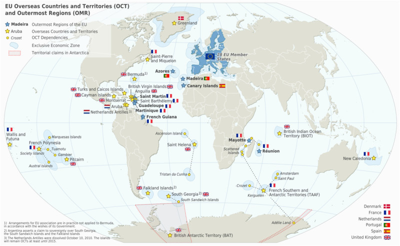 Mainland Europe Map Special Member State Territories and the European Union