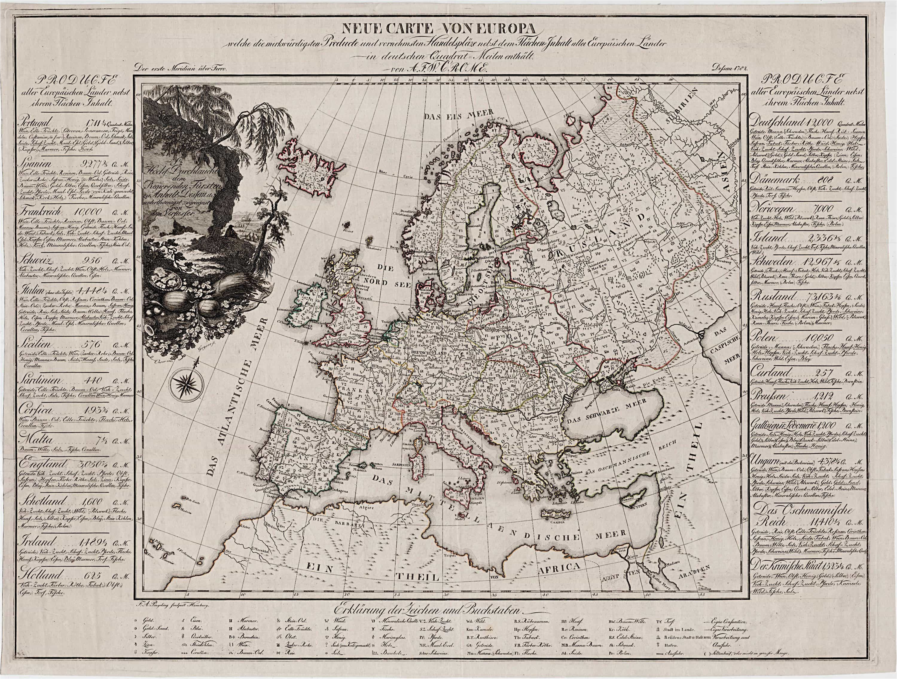 Map Of 18th Century Europe the First attempt at Economic Mapping Rare Antique Maps