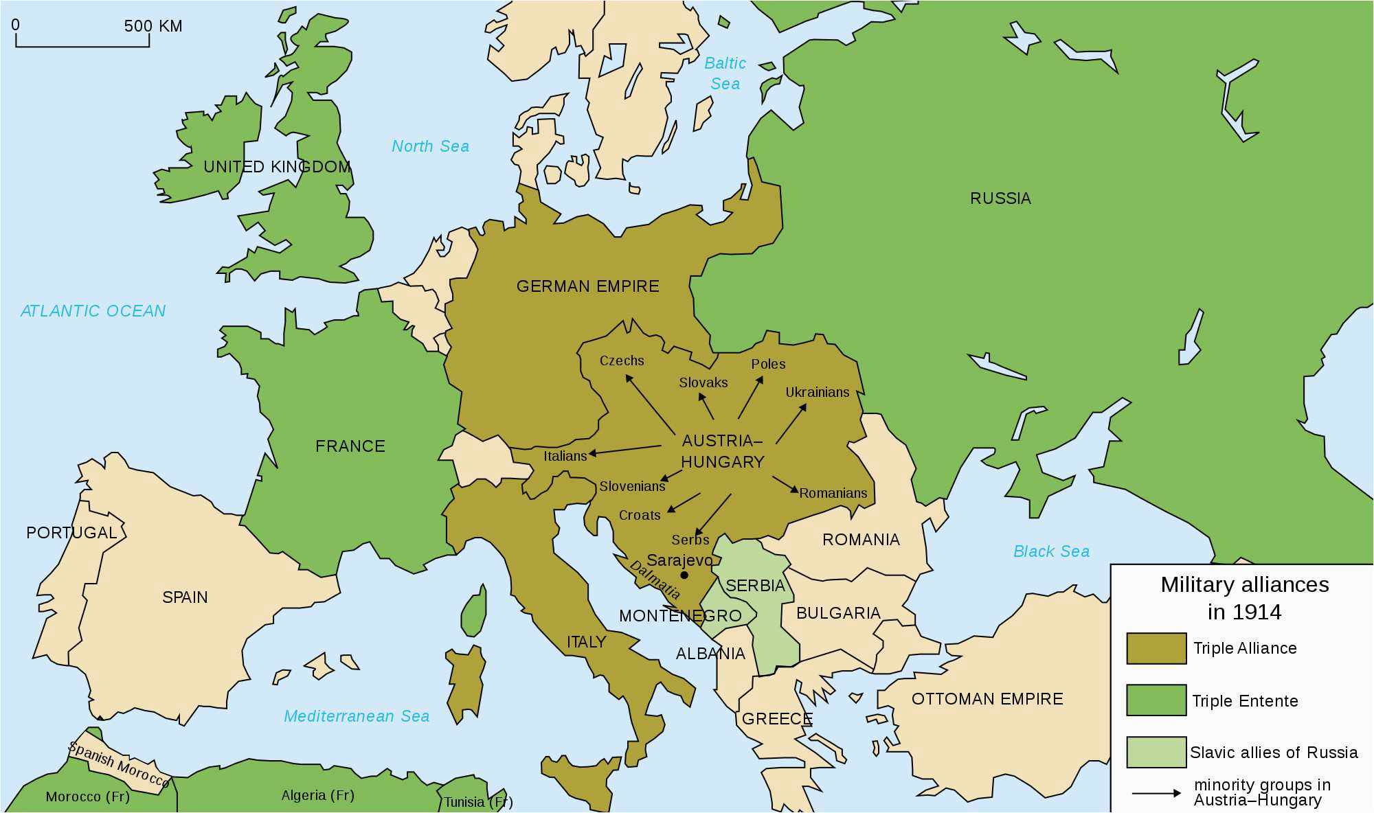 Map Of Europe 1914 Alliances the Countries Involved In World War I