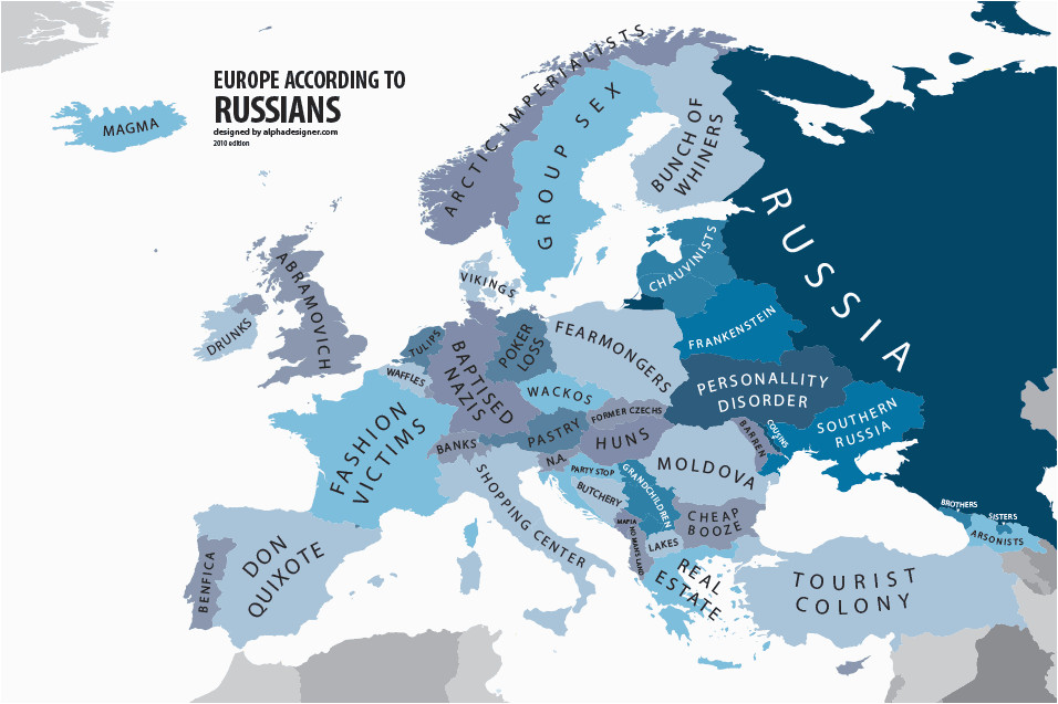 Map Of Europe 2012 Europe According to Russians Interesting Funny Maps Map