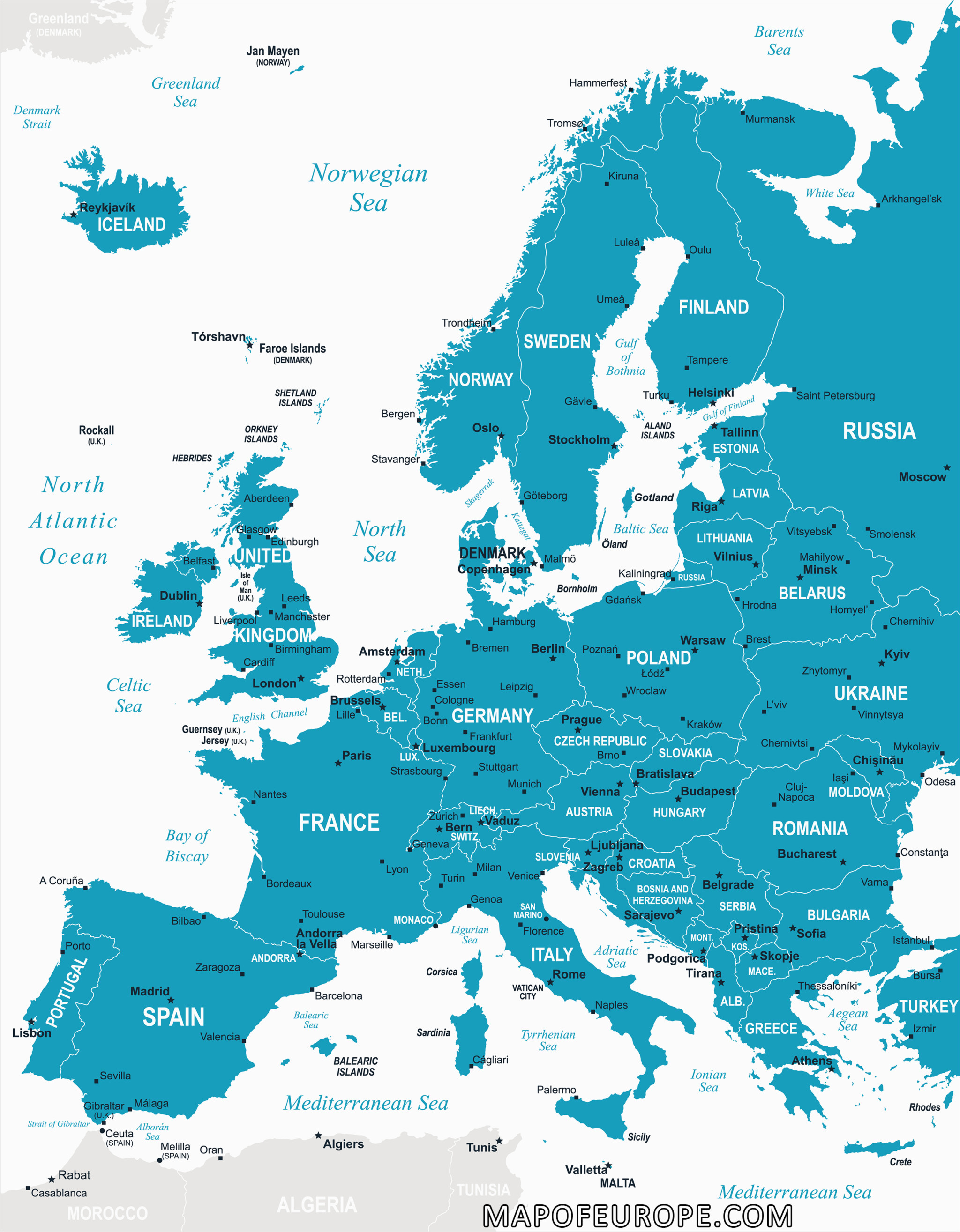 Map Of Europe and Its Capitals Map Of Europe Europe Map Huge Repository Of European