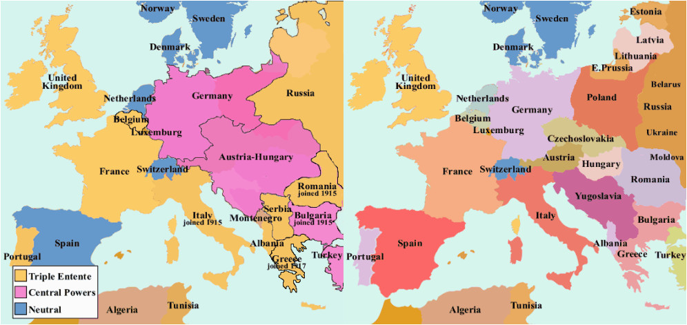 Map Of Europe before and after Ww1 Pin On Geography and History