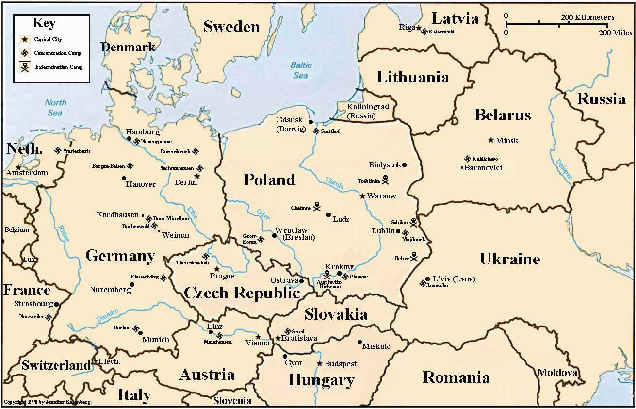 Map Of Europe During Holocaust Holocaust Map Of Concentration and Death Camps
