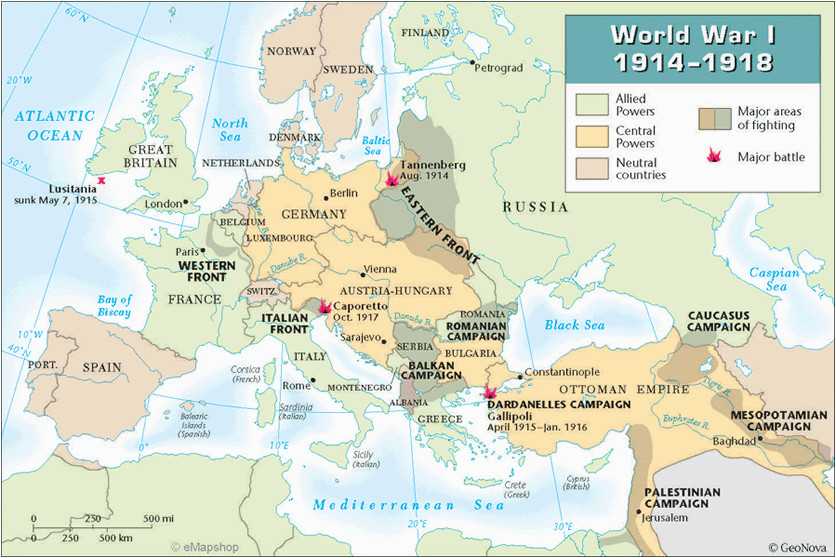 Map Of Europe During Wwi This Map Shows the Fronts and Major Battles On the European