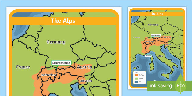 Map Of Europe Ks2 the Alps Map Habitat Mountain Climate Animals Europe