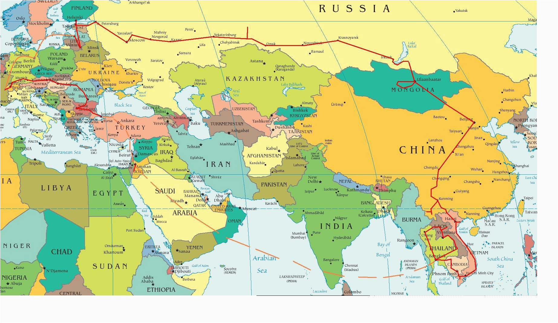 Map Of Europe Middle East and asia Eastern Europe and Middle East Partial Europe Middle East