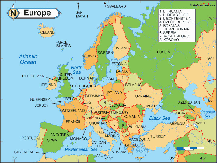 Map Of Europe Showing Denmark Map Of Europe with Facts Statistics and History