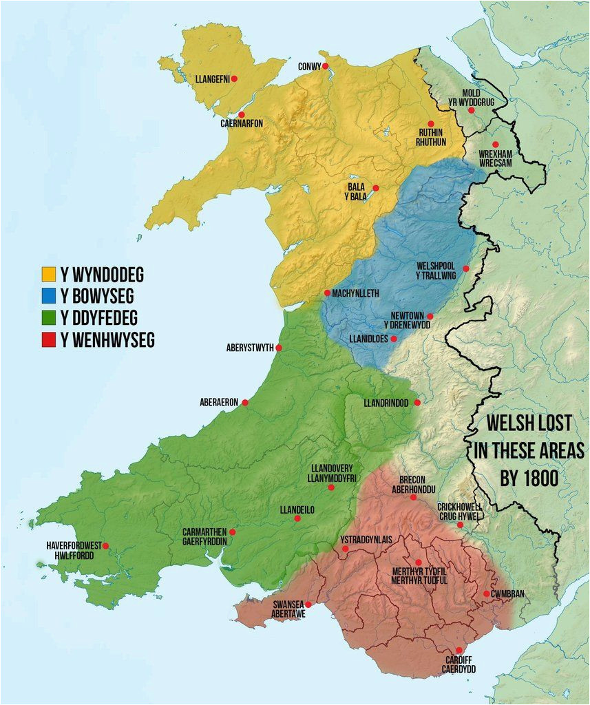 Map Of Europe Wales Map Of Welsh Dialects Made by Me Based Off A Collection Of