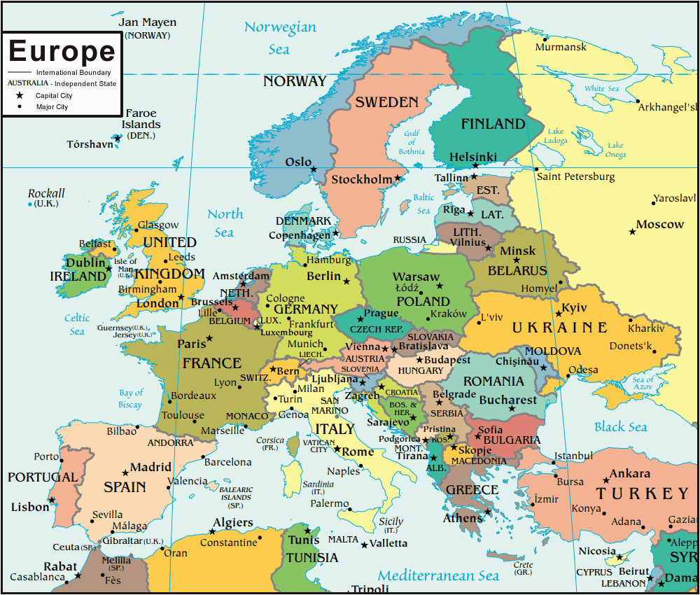 Map Of Major Cities In Europe Europe Map and Satellite Image