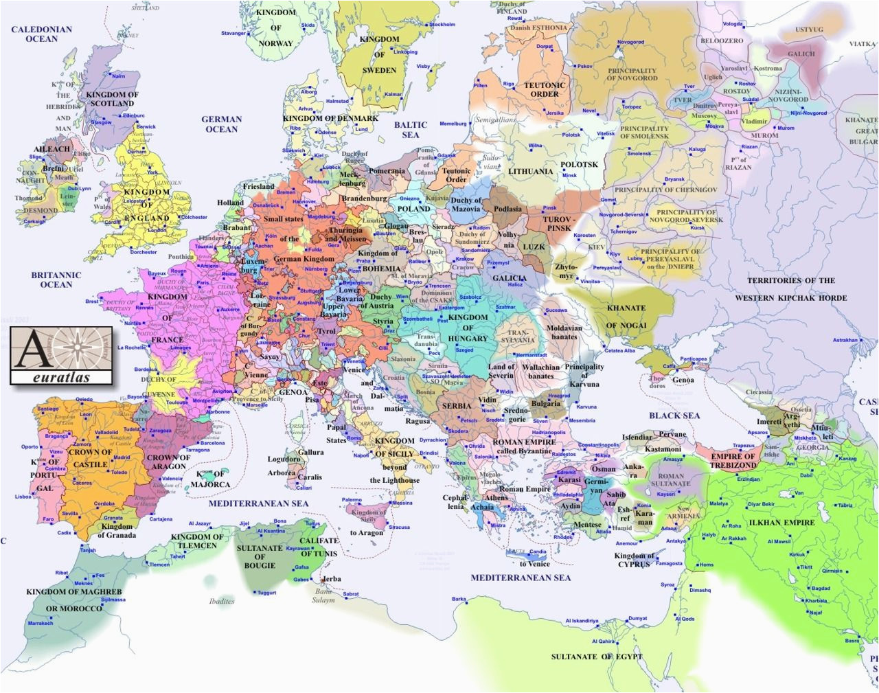 Map Of Medieval Europe 1300 Europe 1300 Interesting Maps Map Historical Maps