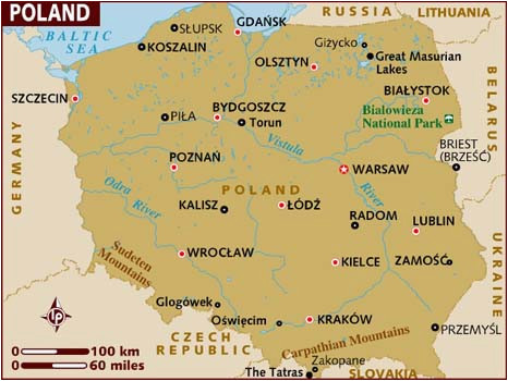 Map Of Poland In Europe Map Of Poland