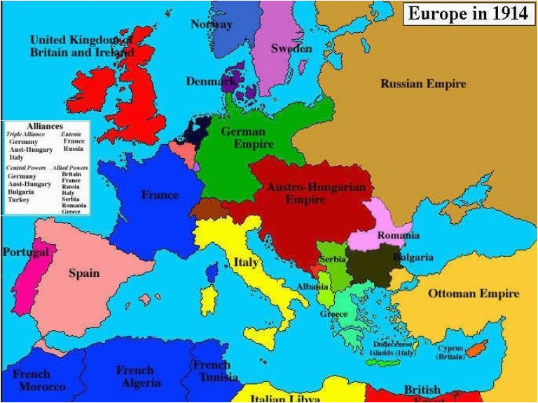 Europe 1914 The First World War Map Worksheets Answers