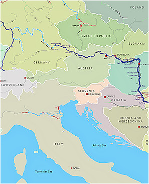 Map Of River Danube In Europe Danube Map Danube River byzantine Roman and Medieval