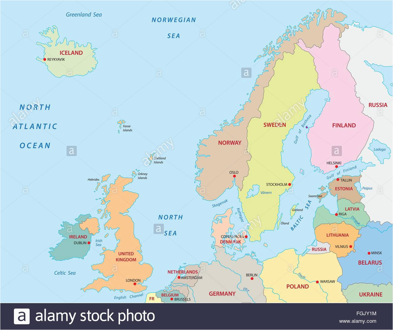 Map Of Scandinavia and northern Europe Map Of Uk and northern Europe Map Stock Photos Map Of Uk