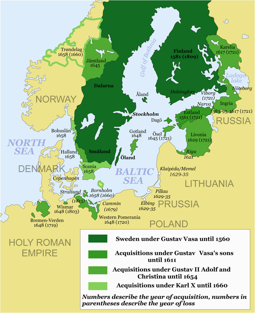 Map Of Sweden In Europe Map Showing the Development Of the Swedish Empire Between