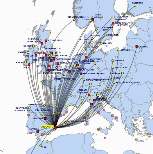 Ryanair Route Map Europe Ryanair to Cut Alicante Flights by 80 In October World