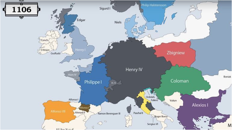 Time Lapse Map Of Europe Animation Presents the Rulers Of Europe Every Year since 400