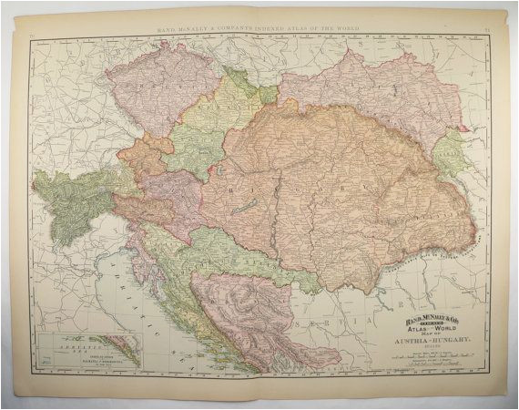 Transylvania Europe Map Vintage Large Map Austria Hungary Map 1896 Antique Map