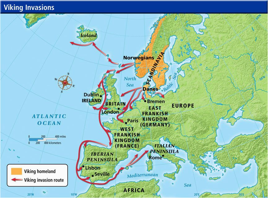 Viking Map Of Europe Viking Invasion Routes Viking Invasion Routes History