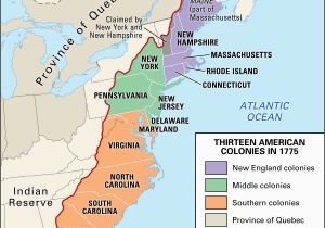 13 Colonies Map New England Middle southern Proclamation Of 1763 History Map Significance Facts
