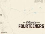 14ers Colorado Map Amazon Com 58 Colorado 14ers Map 18×24 Poster Tan Posters Prints