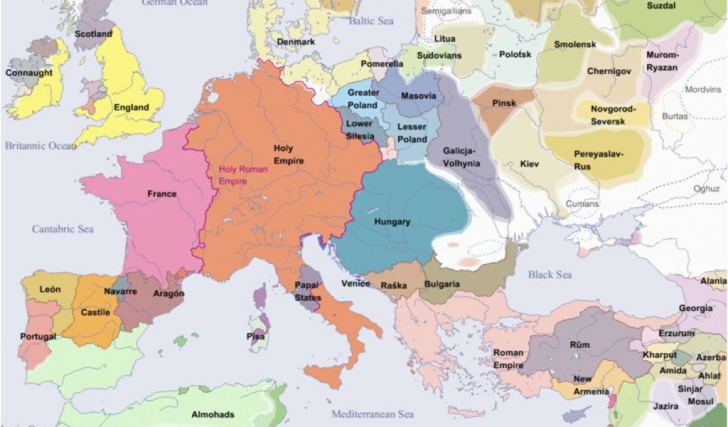 14th Century Map Of The World Decorative Map