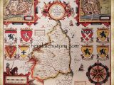 17th Century Europe Map 17th Century Map Of northumberland Hand Painted Made to
